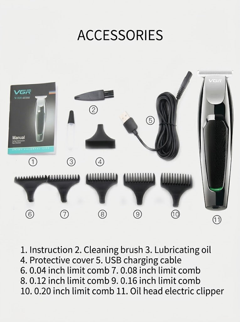 Waterproof Electric Beard Trimmer With Push-Cut Design